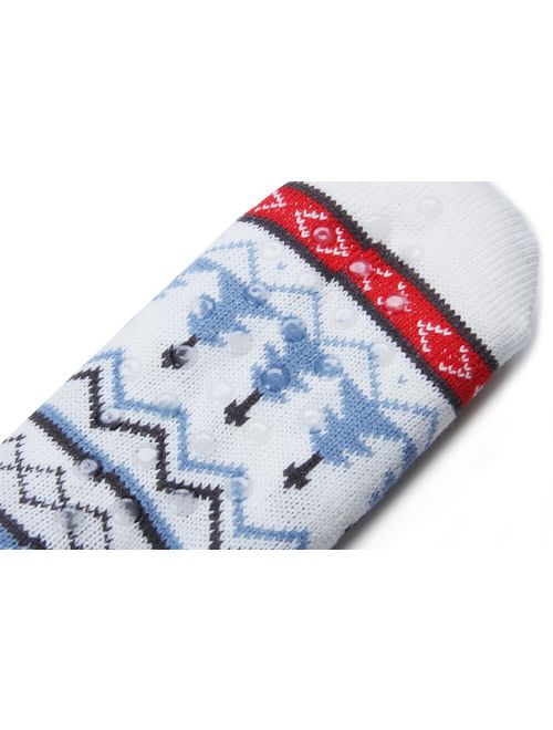 Warm Fleece Lined Winter Soft Slipper Socks Christmas With Non Slip Men's Women