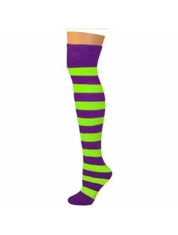 AJs Adult Long Knee High Striped Socks, Sock size 11-13, Shoe Size 5 and up, Made in USA