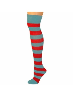 AJs Adult Long Knee High Striped Socks, Sock size 11-13, Shoe Size 5 and up, Made in USA