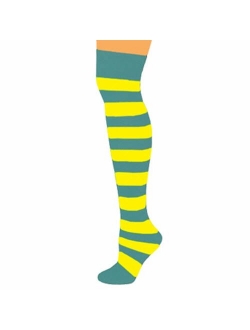 AJs Adult Long Knee High Striped Socks, Sock size 11-13, Shoe Size 5 and up, Made in USA