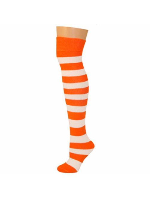 AJs Adult Long Knee High Striped Socks, Sock size 11-13, Shoe Size 5 and up, Made in USA