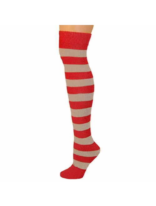 AJs Adult Long Knee High Striped Socks, Sock size 11-13, Shoe Size 5 and up, Made in USA