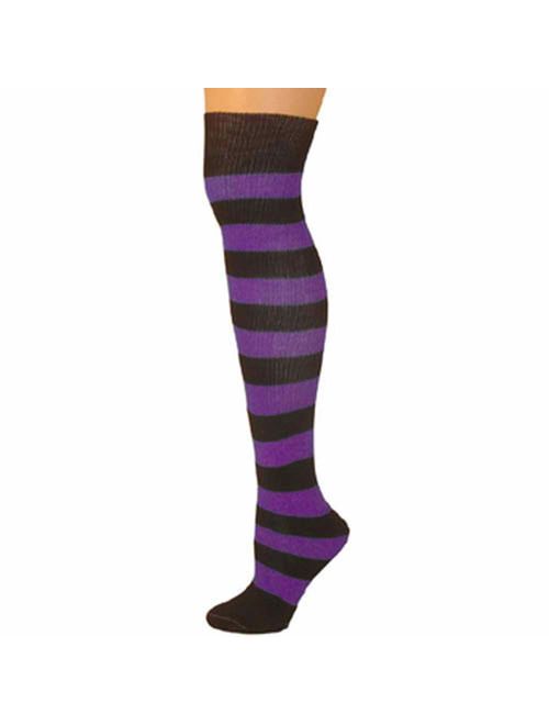 AJs Adult Long Knee High Striped Socks, Sock size 11-13, Shoe Size 5 and up, Made in USA