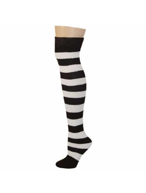 AJs Adult Long Knee High Striped Socks, Sock size 11-13, Shoe Size 5 and up, Made in USA