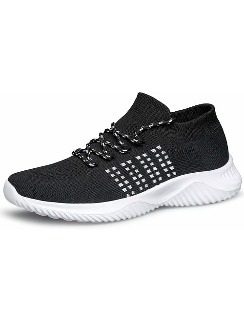 WUTANGCUN Women's Walking Shoes Casual Fashion Sneakers Mesh Breathable Socks.