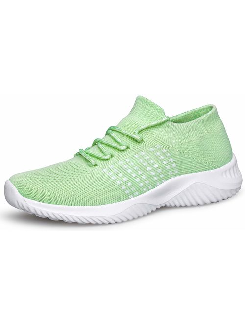 WUTANGCUN Women's Walking Shoes Casual Fashion Sneakers Mesh Breathable Socks.