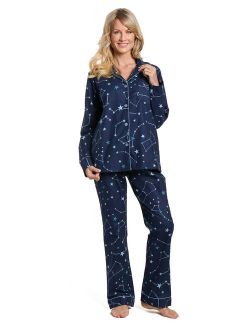 Twin Boat Womens 100% Cotton Flannel Pajama Sleepwear Set