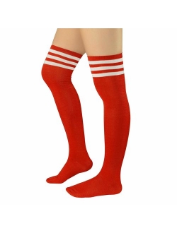 Zando Women Thin Stripes Tube Thigh High Tights Over Knee Socks Casual High Stockings