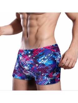 KGKE Swim Boxer Briefs Short Swim Jammer Camo Racer Mens Square Leg Swimsuit...