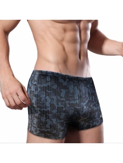 KGKE Swim Boxer Briefs Short Swim Jammer Camo Racer Mens Square Leg Swimsuit...