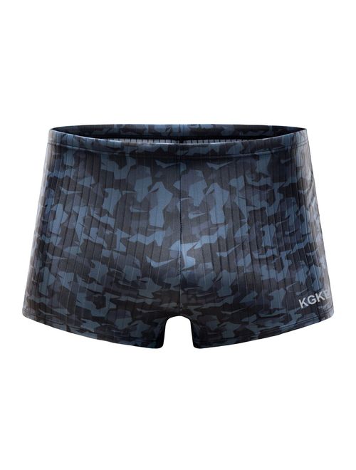 KGKE Swim Boxer Briefs Short Swim Jammer Camo Racer Mens Square Leg Swimsuit...