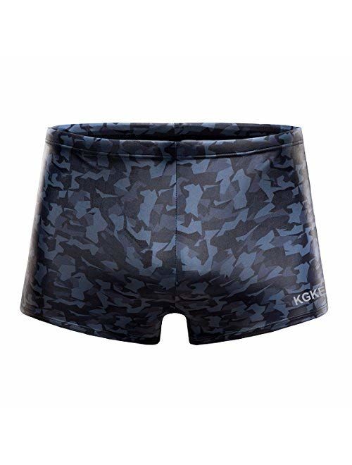 KGKE Swim Boxer Briefs Short Swim Jammer Camo Racer Mens Square Leg Swimsuit...