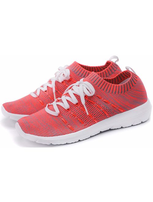 PresaNew Women's Walking Shoes Slip On Athletic Running Sneakers Knit Mesh Comfortable Work Shoe