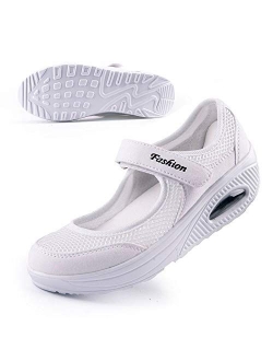 Women's Comfort Working Nurse Shoes Adjustable Breathable Wedges Slip-on Walking Sneaker Fitness Casual Shoes Mary Jane Sneaker