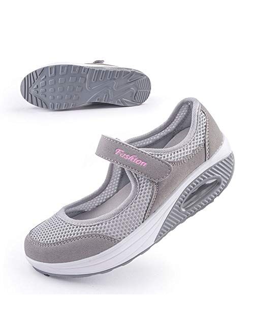 Women's Comfort Working Nurse Shoes Adjustable Breathable Wedges Slip-on Walking Sneaker Fitness Casual Shoes Mary Jane Sneaker