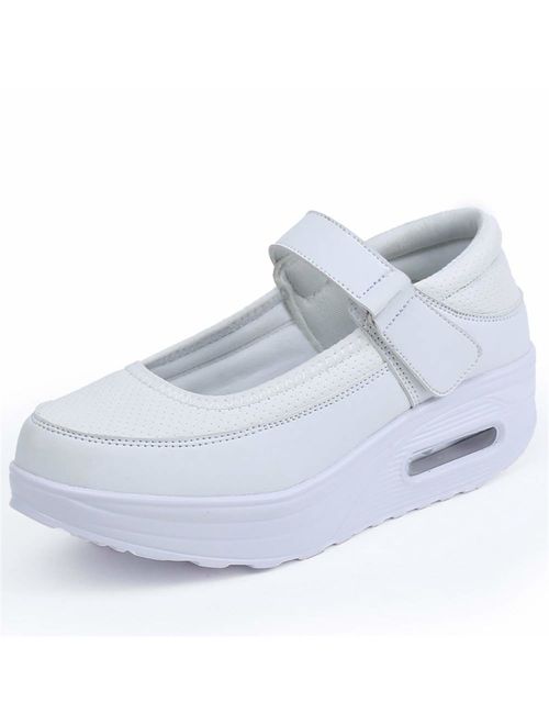 EnllerviiD Women Breathable Mary Jane Shoes Buckle Casual Walking Slip On Sneakers