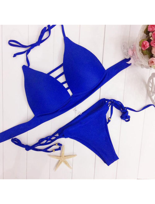 Buy Womens Triangle Push Up Bikini Set Halter Neck Two Piece Swimsuit Swimwear Beach Wear Online 