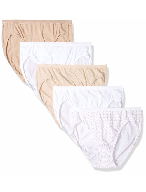 Hanes Ultimate Women's Comfort Cotton Hi-Cut Panties 5-Pack