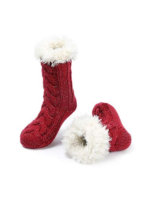 MaaMgic Womens Warm Fuzzy Slipper Socks Christmas Gift Winter Girls Cozy Funny Grip Socks