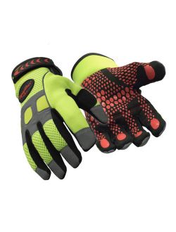 Men's Insulated Fleece Lined HiVis Super Grip Performance Gloves Reflective with Silicone Grip Dots