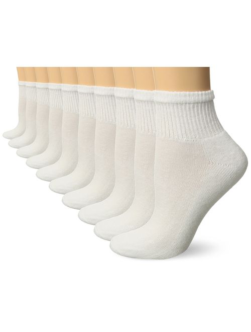 Gildan Women's Half Cushion Ankle Socks, 10 Pairs