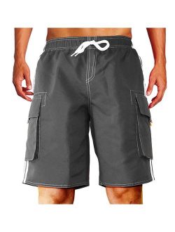 Dwar Men's Swim Trunks Beach Shorts with Mesh Lining with Cargo Pockets