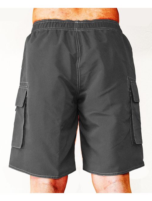 Dwar Men's Swim Trunks Beach Shorts with Mesh Lining with Cargo Pockets