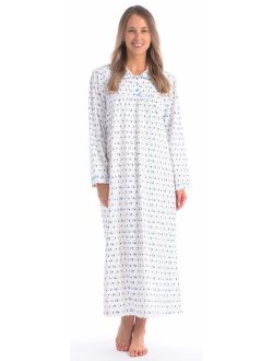 Patricia Lingerie Women's 100% Cotton Flannel Print Long Sleeve Nightgown