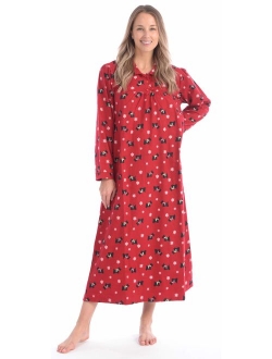 Patricia Lingerie Women's 100% Cotton Flannel Print Long Sleeve Nightgown