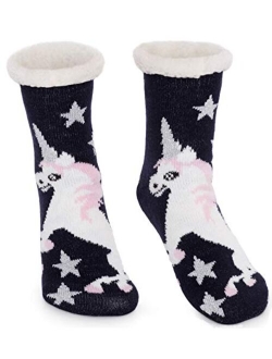 Women's Faux Fur Fuzzy Winter Animal Socks with Grippers