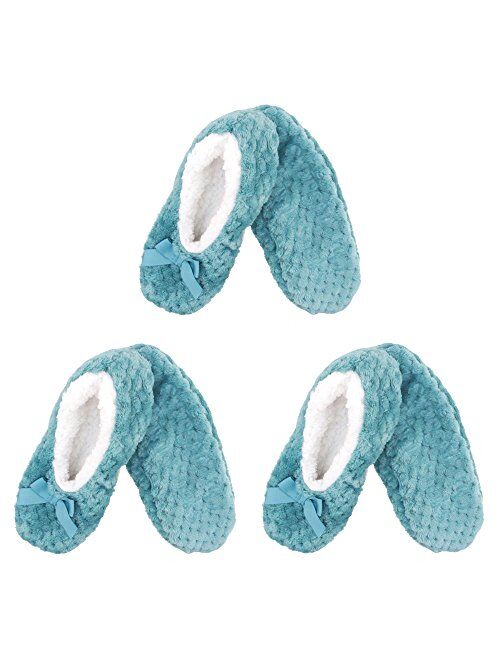 BambooMN - Adult Super Soft Warm Microfiber Cozy Fuzzy Slippers Non-Slip Lined Socks