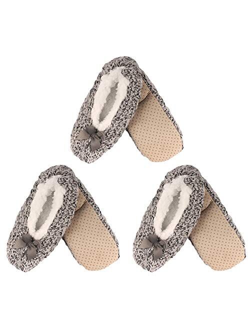 BambooMN - Adult Super Soft Warm Microfiber Cozy Fuzzy Slippers Non-Slip Lined Socks