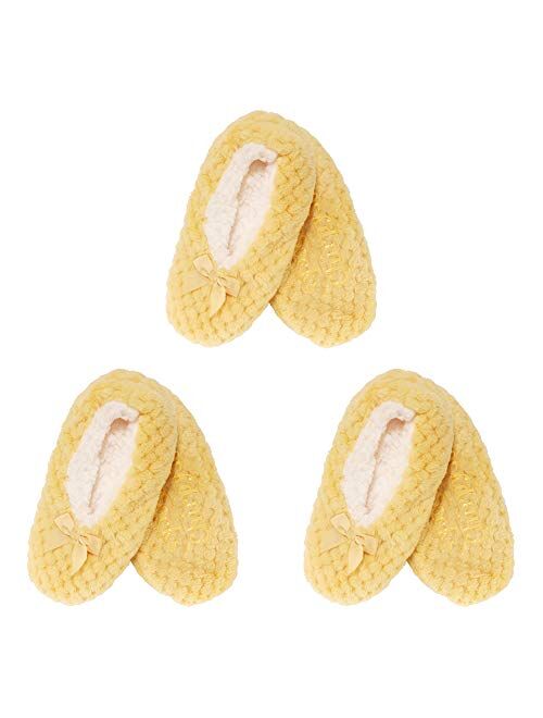 BambooMN - Adult Super Soft Warm Microfiber Cozy Fuzzy Slippers Non-Slip Lined Socks