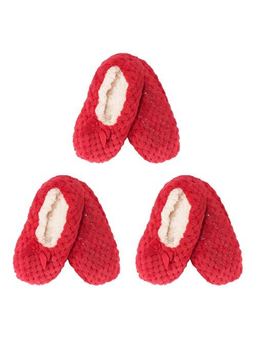 BambooMN - Adult Super Soft Warm Microfiber Cozy Fuzzy Slippers Non-Slip Lined Socks