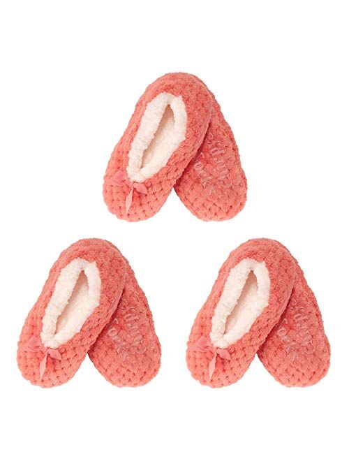 BambooMN - Adult Super Soft Warm Microfiber Cozy Fuzzy Slippers Non-Slip Lined Socks