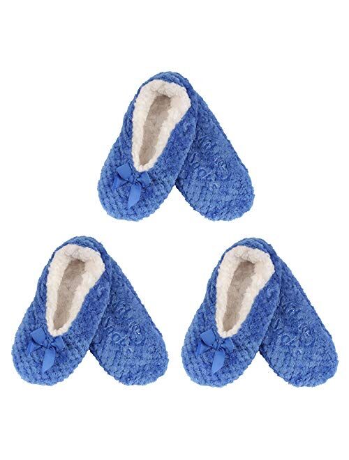 BambooMN - Adult Super Soft Warm Microfiber Cozy Fuzzy Slippers Non-Slip Lined Socks