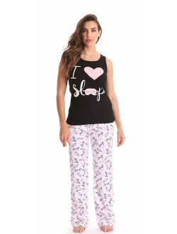 Just Love 100% Cotton Women Pajama Ribbed Tank & Jersey Pant Sets