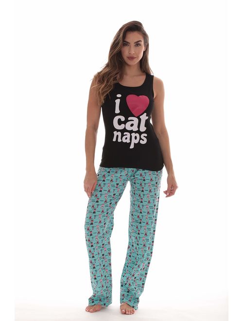 Just Love 100% Cotton Women Pajama Ribbed Tank & Jersey Pant Sets