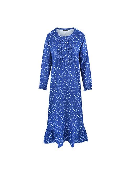 Noble Mount Long Nightgowns for Women - 100% Cotton Flannel Nightgown