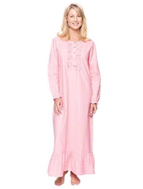 Noble Mount Long Nightgowns for Women - 100% Cotton Flannel Nightgown