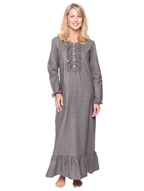 Noble Mount Long Nightgowns for Women - 100% Cotton Flannel Nightgown