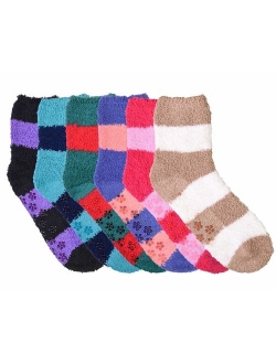 Mamia 6 Pairs Women's Cozy Slipper Socks Fuzzy Sock Multi Color