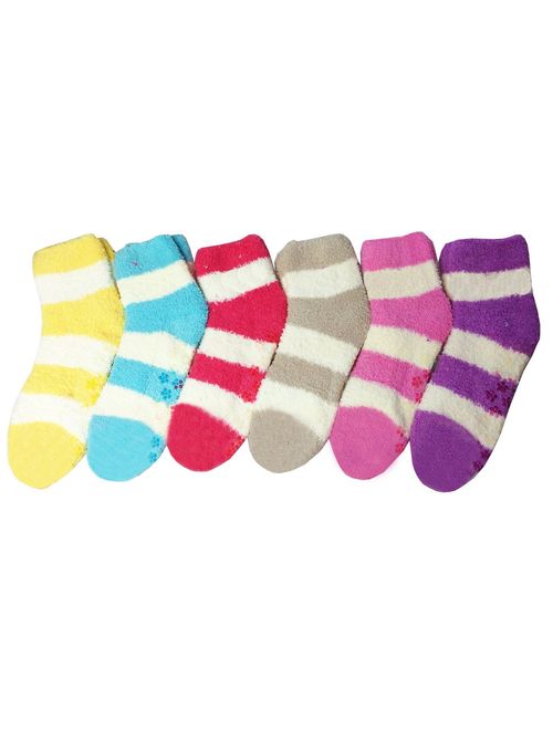 Mamia 6 Pairs Women's Cozy Slipper Socks Fuzzy Sock Multi Color