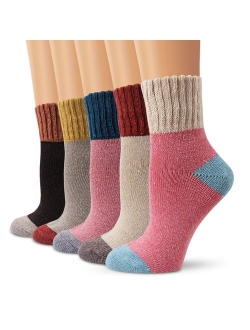 Ambielly Winter Women Socks 5 Pairs Vintage Style Knit Wool Casual Socks Thick Warm Colorful Socks