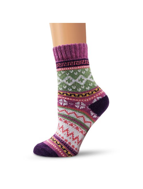 Ambielly Winter Women Socks 5 Pairs Vintage Style Knit Wool Casual Socks Thick Warm Colorful Socks