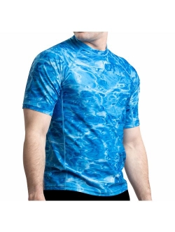 Aqua Design Rash Guard Men: UPF 50+ Short Sleeve Rashguard Swim Shirts for Men