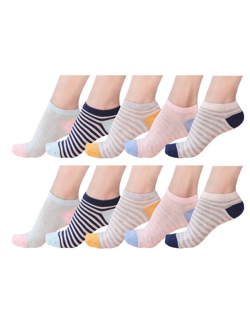 10 Pair Women's Cotton Sneaker Low cut Ankle Socks