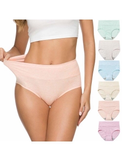 Wealurre Women's Comfort Cotton High Waist Underwear Breathable Soft Tummy Control Bikini Panties Plus Size