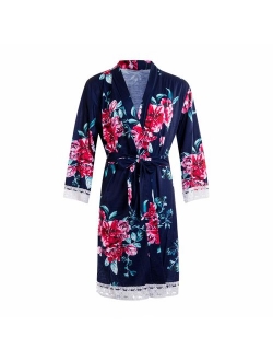 Women Floral Print Maternity Labor Delivery Robe Breastfeeding Nursing Nightgowns Gown Maternity Robe in Hospital