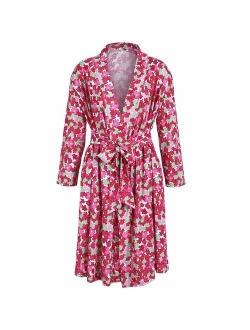 Women Floral Print Maternity Labor Delivery Robe Breastfeeding Nursing Nightgowns Gown Maternity Robe in Hospital